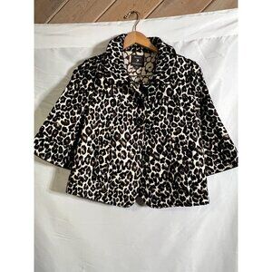 Forever 21 Jacket Cropped Cotton Blend Leopard Lined Coat Petite S  …
